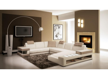 Leather sofa corner sofa corner couch upholstery seat corner suite living landscape
