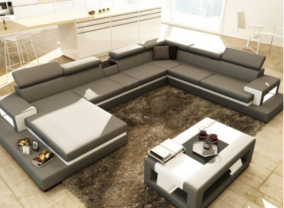 Leather sofa sofa corner sofa U shape couch living landscape designer seat corner