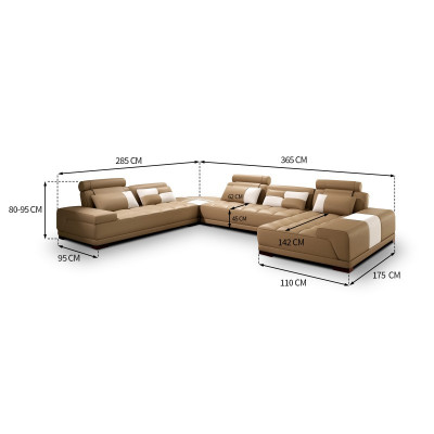 Luxurious exclusive leather corner sofa U-shaped stylish design for ultimate comfort