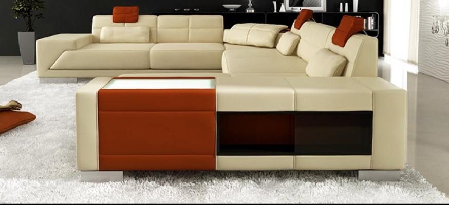 Leather sofa couch designer sofa U-shape corner set upholstered corner XXL Big PH3005