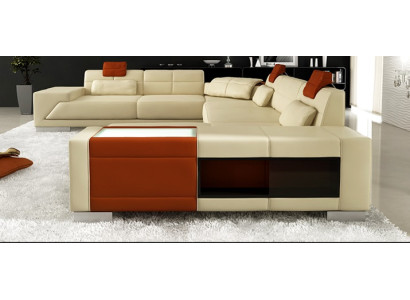 Leather sofa couch designer sofa U-shape corner set upholstered corner XXL Big PH3005