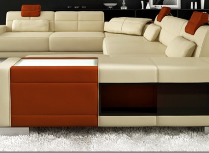 Leather sofa couch designer sofa U-shape corner set upholstered corner XXL Big PH3005