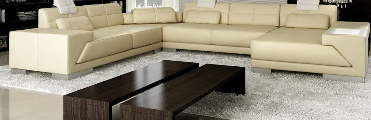 Leather sofa couch designer sofa U-shape corner set upholstered corner XXL Big PH3005