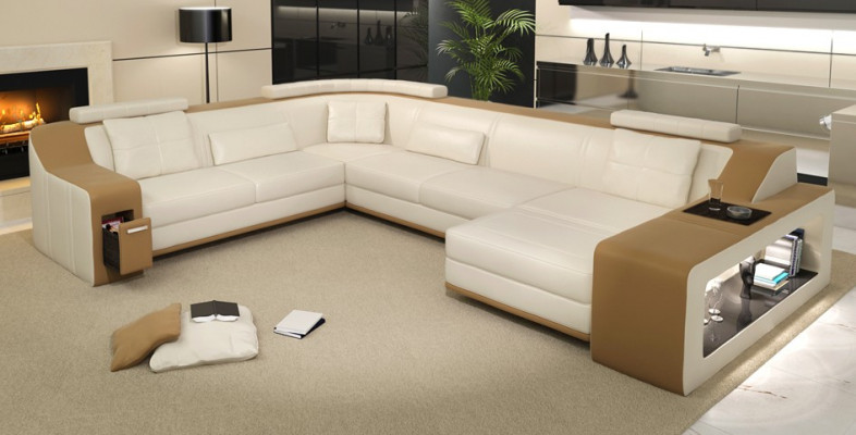 Modern cozy corner sofa with wide armrests for your home