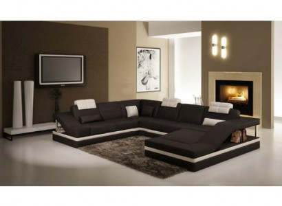 Living room sectional leather sofa couch upholstered corner set