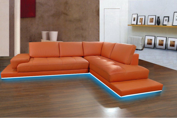 Living area upholstered corner sectional sofa with USB set landscape leather new 1060