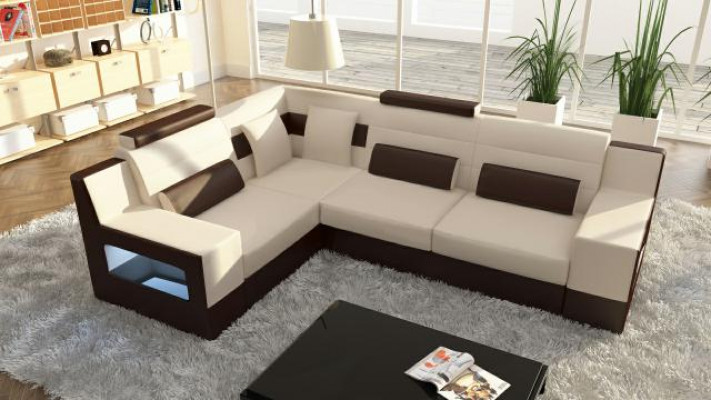 Sectional sofa set textile fabric leather sofas living landscape sofa + USB upholstered corner