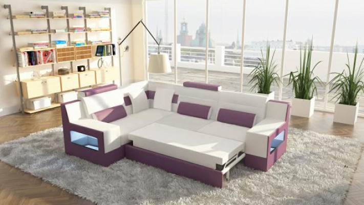 "Sofa landscape USB padded corner sectional custom-made leather sofa"