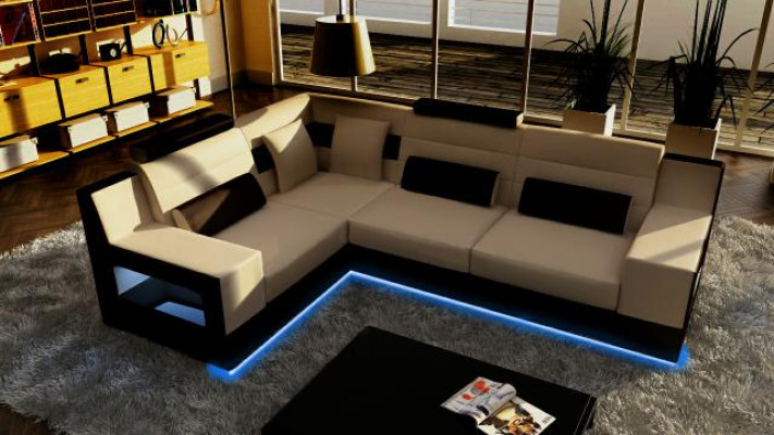 "Sofa landscape USB padded corner sectional custom-made leather sofa"