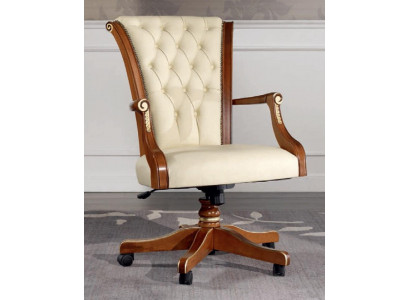 Office chair wood executive chair Chesterfield Italian furniture white swivel chair new