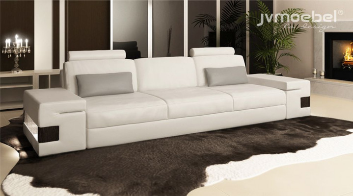 Modern luxury designer sofa 3-seater furniture upholstery fabric white couches xxl big
