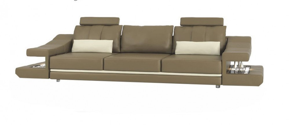 Modern designer luxury sofa, 3-seater furniture, upholstered leather brown, large sofas couches