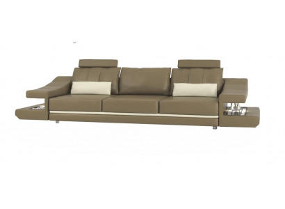 Modern designer luxury sofa, 3-seater furniture, upholstered leather brown, large sofas couches