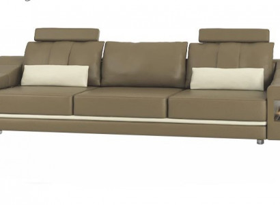 Modern designer luxury sofa, 3-seater furniture, upholstered leather brown, large sofas couches