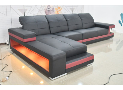 Illuminated modern couch landscape seating sofa living room corner furniture