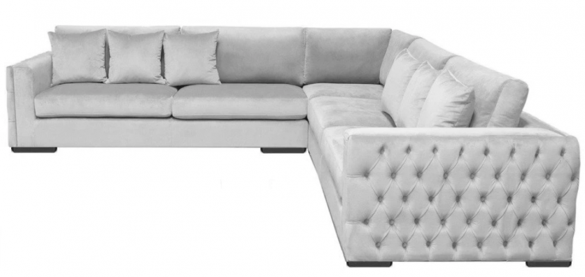 Corner sofa silver couch corner unit upholstery living landscape velvet fabric furniture design