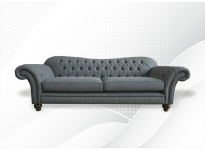 Big Chesterfield Upholstered Sofa Design Luxury 4-Seater Textile Couch