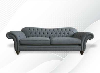 Big Chesterfield Upholstered Sofa Design Luxury 4-Seater Textile Couch