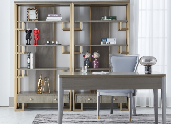 Stainless Steel Bookshelf Rack Books Wall Cabinets Office Shelves Luxury