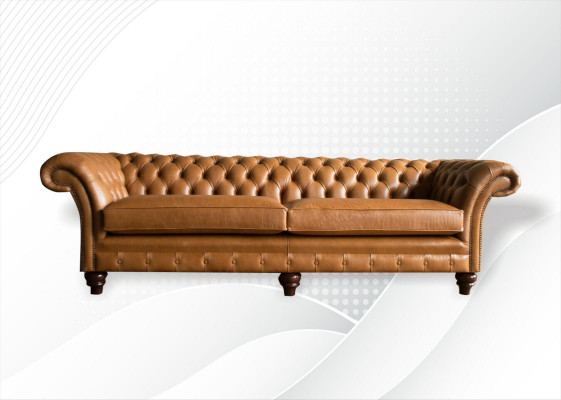 Chesterfield Sofa Brown XXL Big Leather Living Room Furniture 4-seater Brown