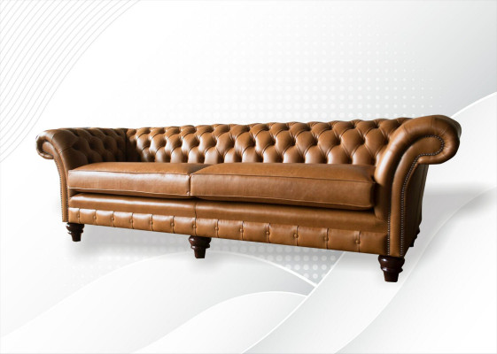 Chesterfield Sofa Brown XXL Big Leather Living Room Furniture 4-seater Brown