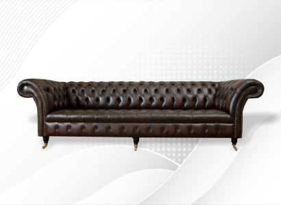 xxl Big Sofa Couch Chesterfield 265cm Decorative Upholstered Sofas 4-Seater Leather