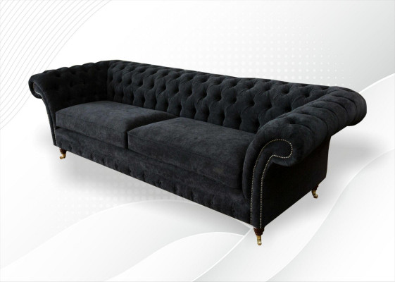 Big Sofa 4 Seater Couch Chesterfield Upholstered Suite Leather Textile Black