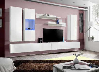 Wall unit wood living room furniture white TV stand modern design wall shelves