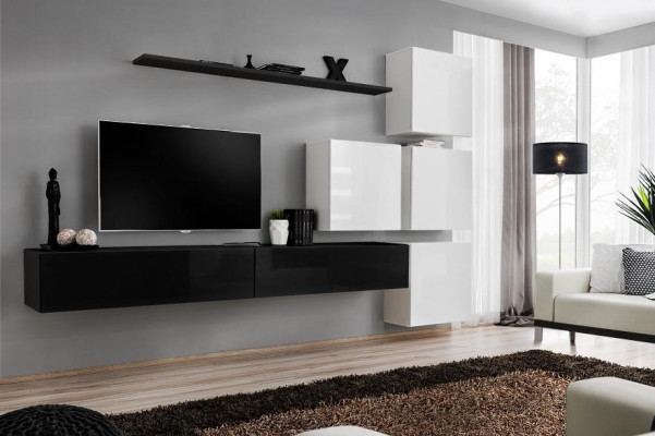 Design living room wall unit sideboard 2x wall cabinet TV lowboard 7-piece set furnishing