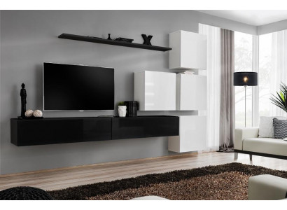Design living room wall unit sideboard 2x wall cabinet TV lowboard 7-piece set furnishing