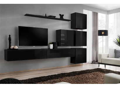 Living room set wall shelf sideboard wall units wall cabinet complete 7 pieces new