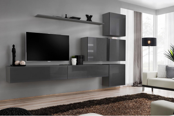 Gray modern living room wall unit design TV stand luxury sideboard cabinet new