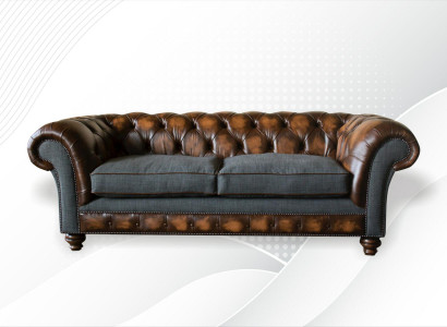 Three-seater couch upholstered design sofa 3-seater sofas room brown 220cm