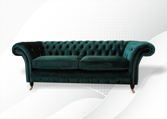 Classic Chesterfield Couch Upholstered Sofa Upholstery Velvet 3-Seater Chester