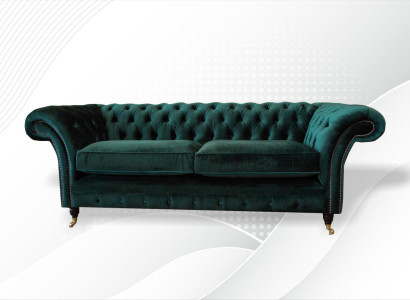 Classic Chesterfield Couch Upholstered Sofa Upholstery Velvet 3-Seater Chester