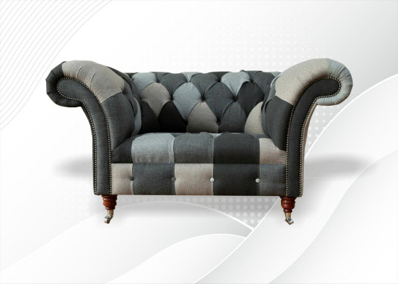 Chesterfield Design Couch Fabric Armchair 1.5-Seater Sofas Upholstery Lounge Club New