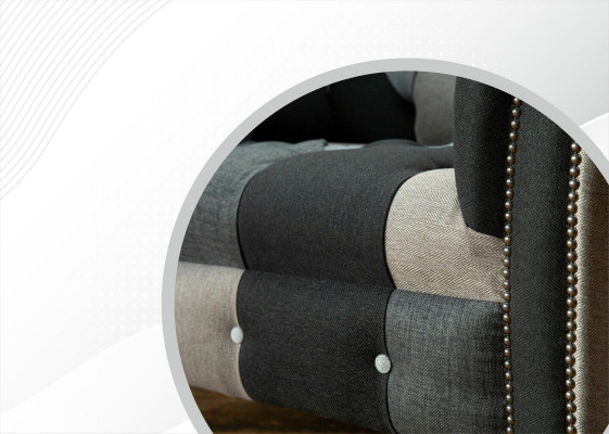 Chesterfield Design Couch Fabric Armchair 1.5-Seater Sofas Upholstery Lounge Club New