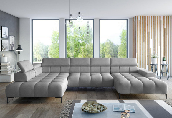Corner sofa textile sofa couch upholstery corner seating living landscape corner group U-shape gray
