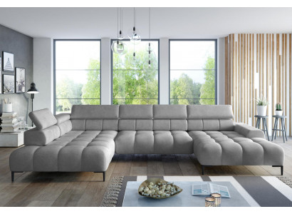 Corner sofa textile sofa couch upholstery corner seating living landscape corner group U-shape gray