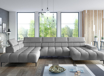 Corner sofa textile sofa couch upholstery corner seating living landscape corner group U-shape gray