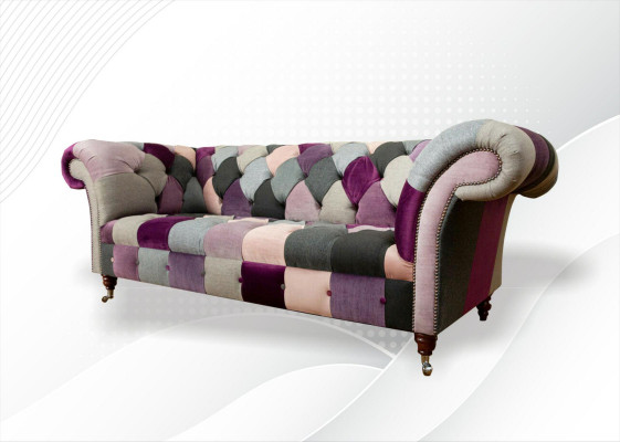 Chesterfield 3 Seater Designer Furniture New Modern Design Textile Living Room Couches