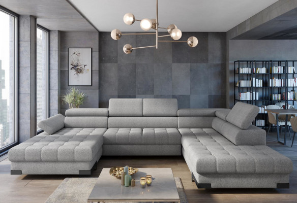 Living landscape corner sofa fabric U-shape bed function couch design upholstery textile corner