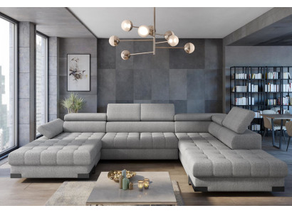 Living landscape corner sofa fabric U-shape bed function couch design upholstery textile corner