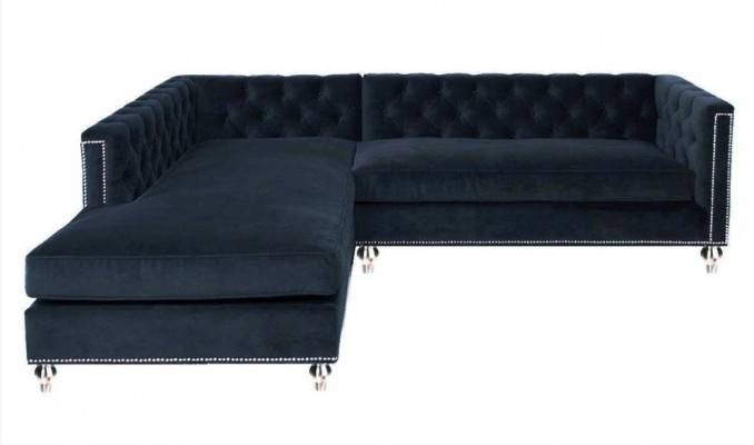 Corner sofa living landscape couch corner suite upholstered velvet fabric furniture design grey