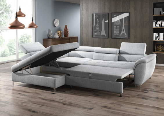 Corner sofa L-shape sofa design upholstery modern textile bed box multifunction fabric