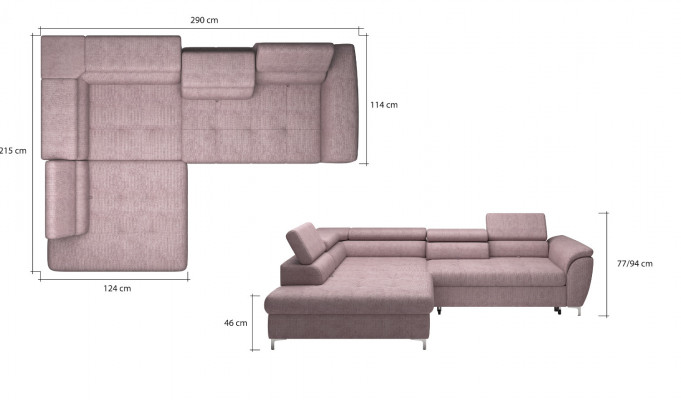 Corner sofa L-shape sofa design upholstery modern textile bed box multifunction fabric