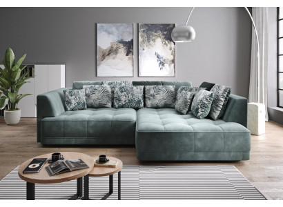 Sectional Sofa L Shape Living Landscape Couch Sectional Sofa Upholstery Green L-Shape Modern Sofa