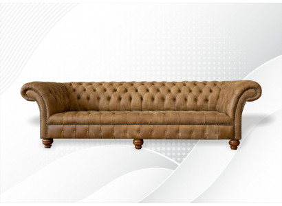 Chesterfield 4-seater light brown modern design leather sofas creative furniture