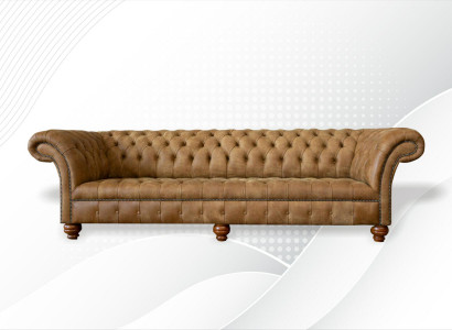 Chesterfield 4-seater light brown modern design leather sofas creative furniture