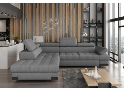 Gray L-shaped sofa couch upholstered corner living landscape design corner sofa textile leather
